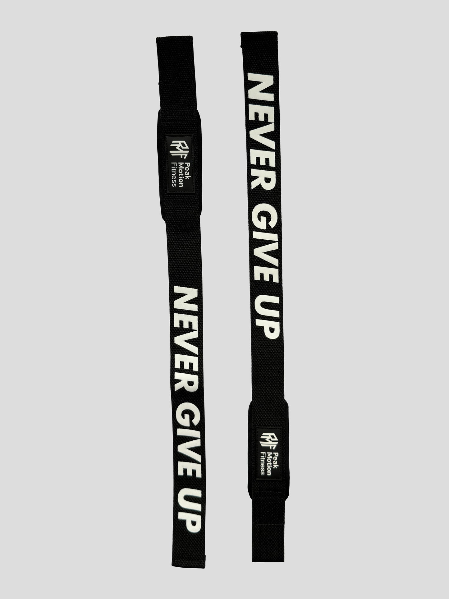 Zughilfen - Lifting Straps "NEVER GIVE UP" SCHWARZ