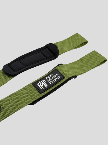 Pulling aids - lifting straps "NEVER GIVE UP" GREEN