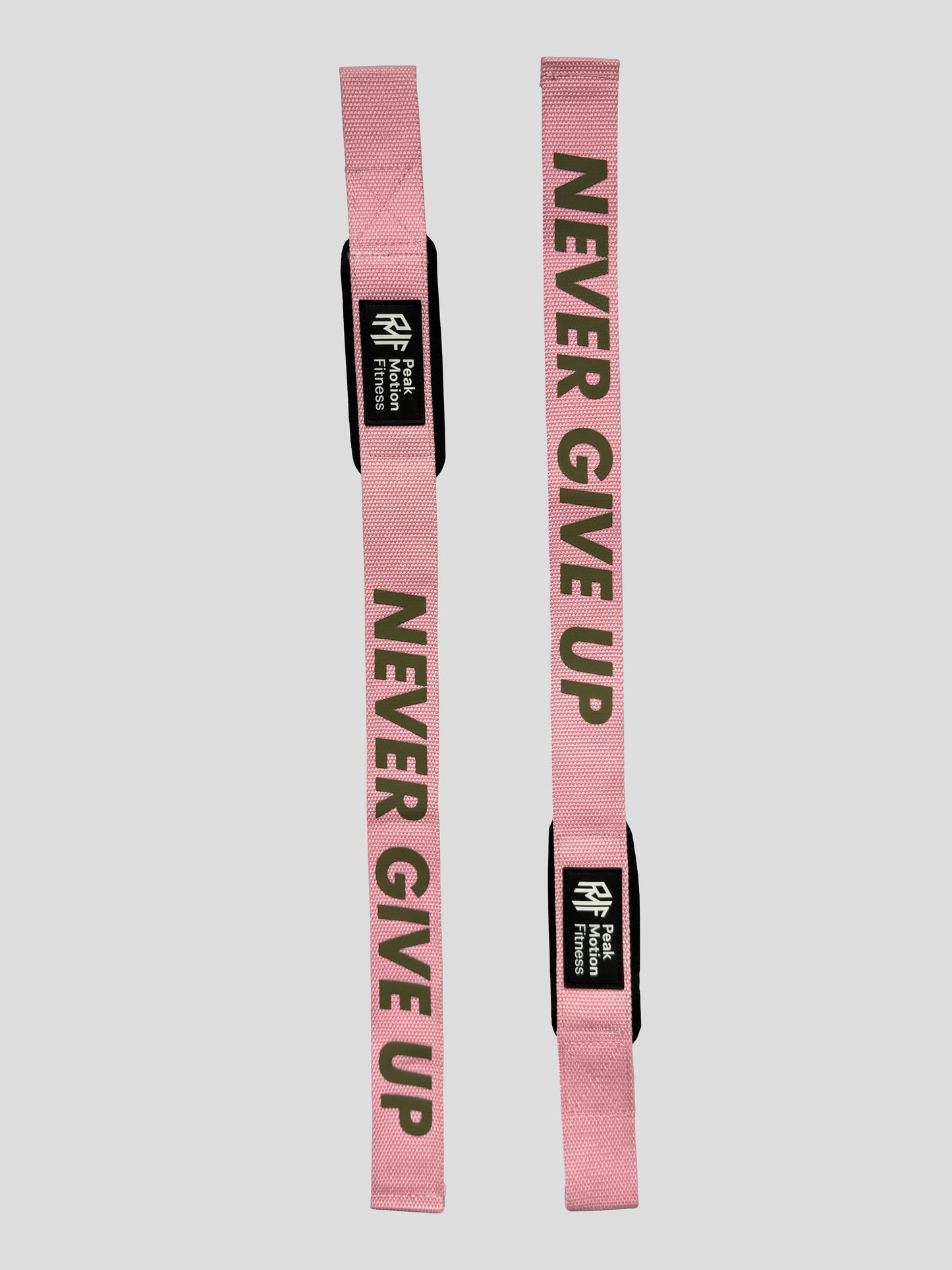 Zughilfen - Lifting Straps "NEVER GIVE UP" ROSA